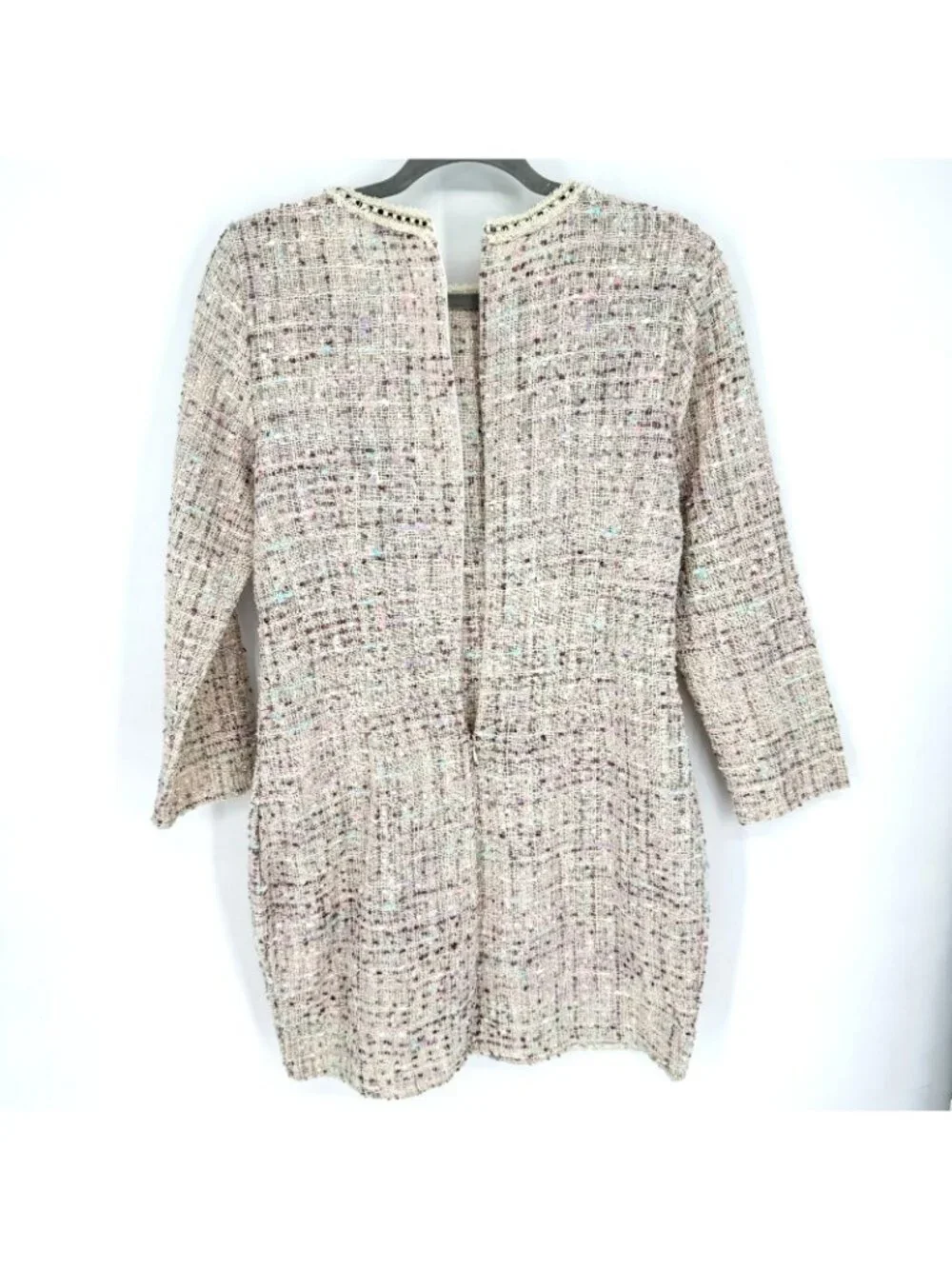 CBR Chic Boutique Tweed Dress Women’s XL Long Sleeve Textured Cream Multi Pocket